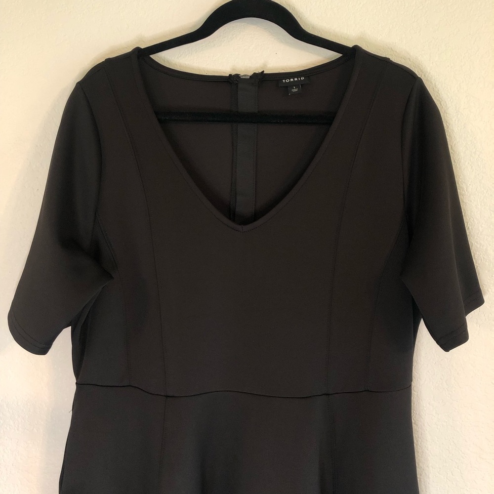 Torrid Fluted Fit and Flare Scuba Black Mini Dress - Picture 7 of 10